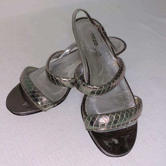 ENZO ANGIOLINI Sandals Women 7 Strappy Faux Snakeskin Flat Open Toe Party Formal - Picture 1 of 9